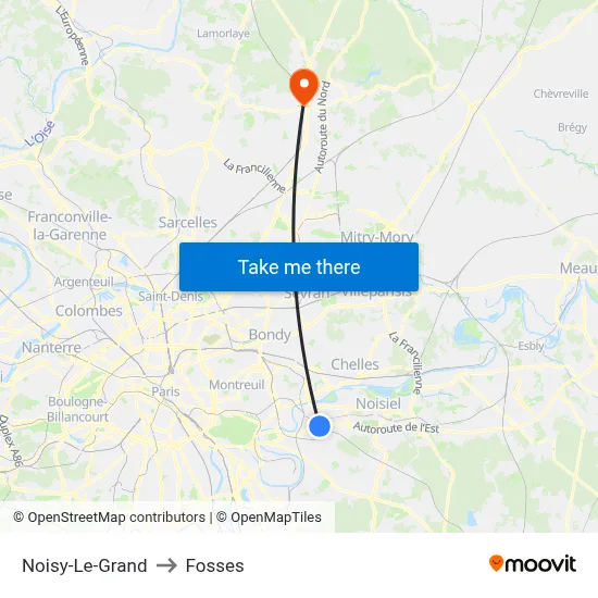 Noisy-Le-Grand to Fosses map