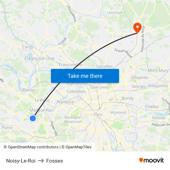 Noisy-Le-Roi to Fosses map