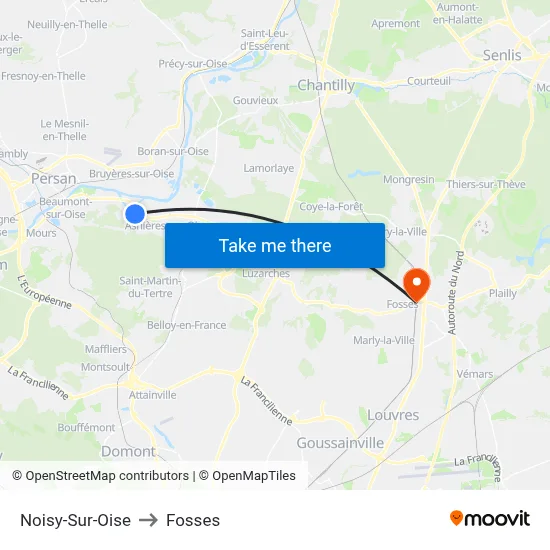 Noisy-Sur-Oise to Fosses map