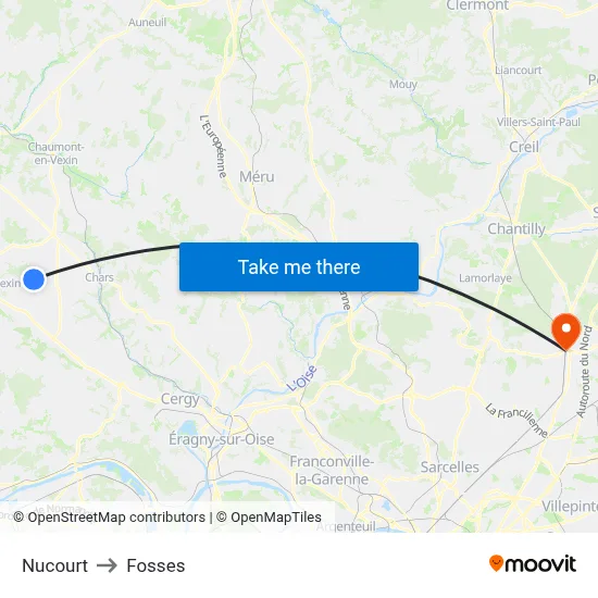 Nucourt to Fosses map