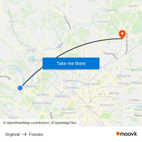 Orgeval to Fosses map