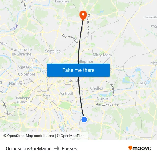 Ormesson-Sur-Marne to Fosses map