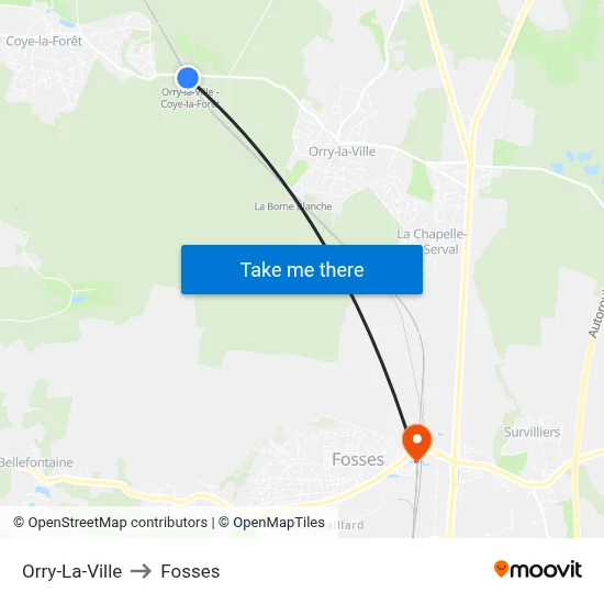 Orry-La-Ville to Fosses map