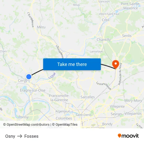 Osny to Fosses map