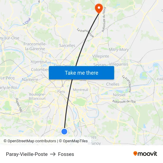 Paray-Vieille-Poste to Fosses map