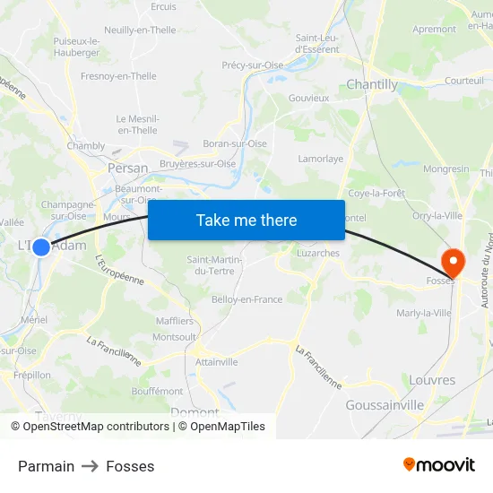 Parmain to Fosses map