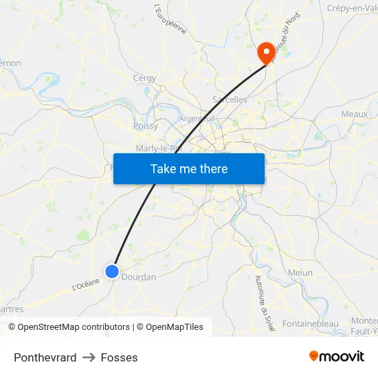 Ponthevrard to Fosses map
