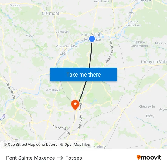 Pont-Sainte-Maxence to Fosses map