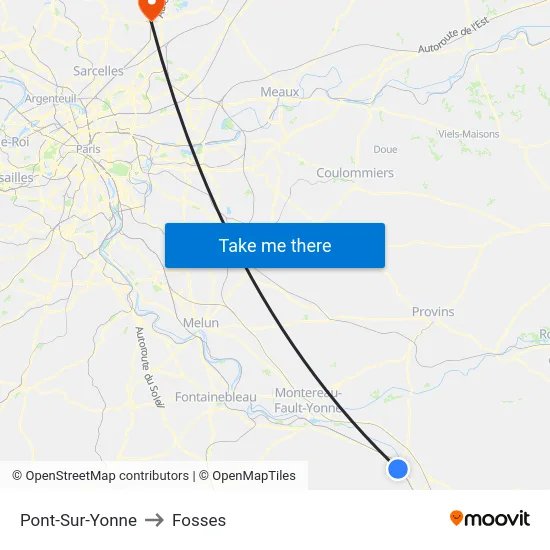 Pont-Sur-Yonne to Fosses map