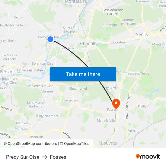 Precy-Sur-Oise to Fosses map