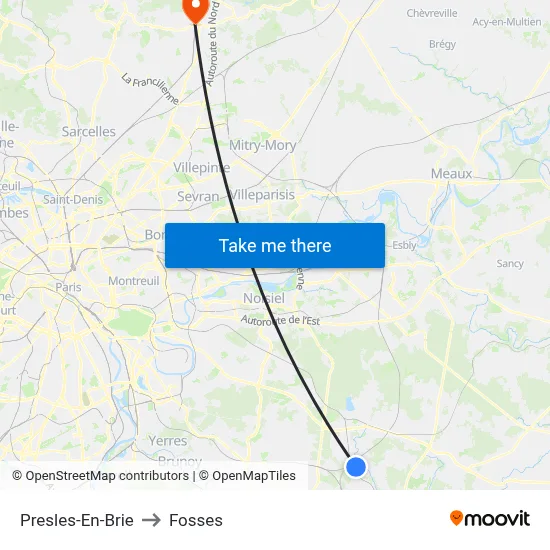 Presles-En-Brie to Fosses map