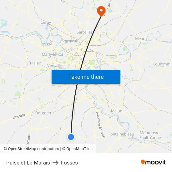 Puiselet-Le-Marais to Fosses map