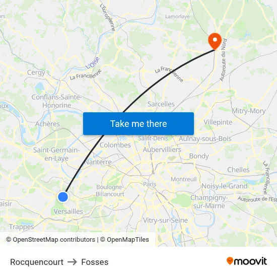 Rocquencourt to Fosses map