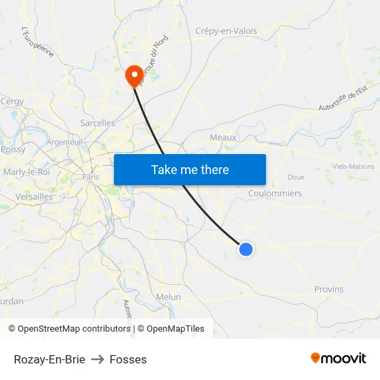 Rozay-En-Brie to Fosses map
