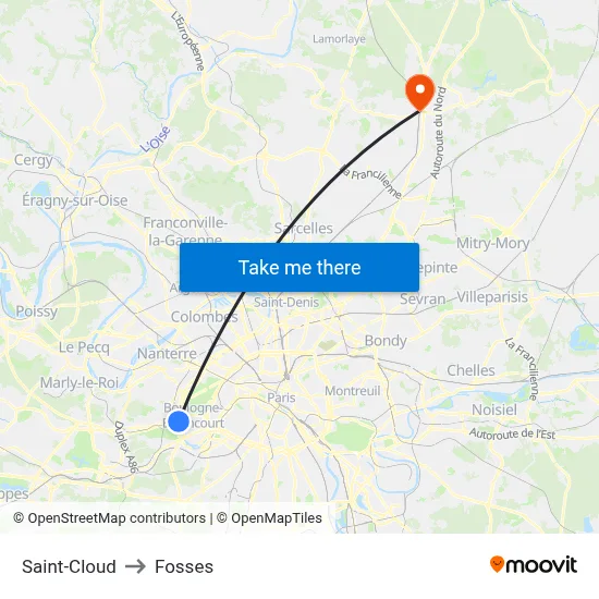 Saint-Cloud to Fosses map