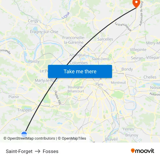 Saint-Forget to Fosses map