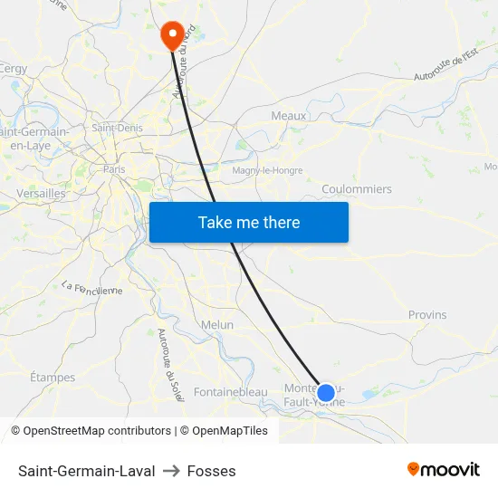 Saint-Germain-Laval to Fosses map