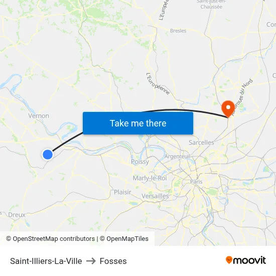 Saint-Illiers-La-Ville to Fosses map