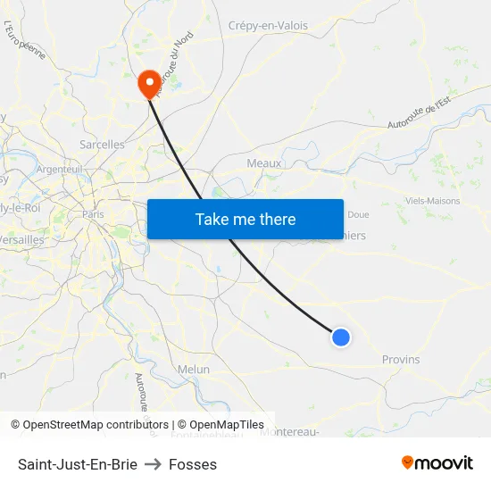 Saint-Just-En-Brie to Fosses map