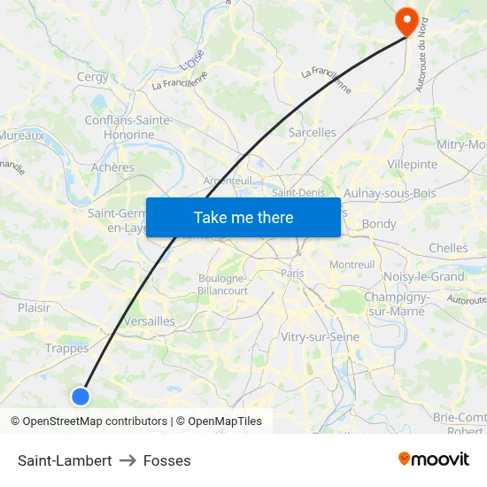 Saint-Lambert to Fosses map