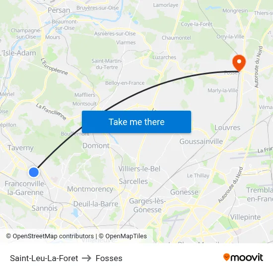 Saint-Leu-La-Foret to Fosses map