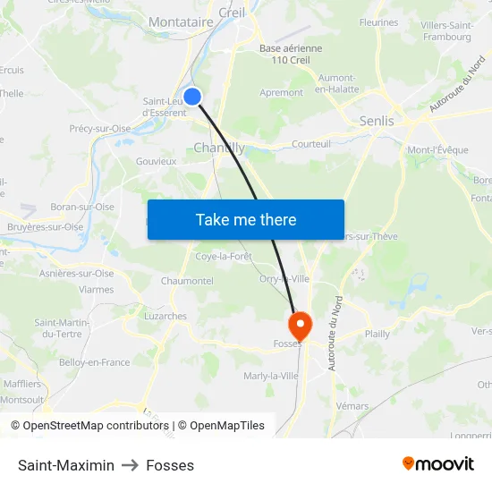 Saint-Maximin to Fosses map