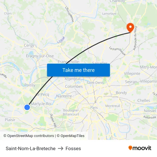 Saint-Nom-La-Breteche to Fosses map