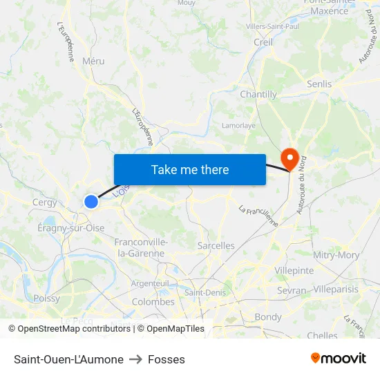 Saint-Ouen-L'Aumone to Fosses map