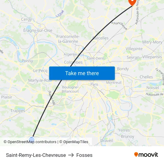 Saint-Remy-Les-Chevreuse to Fosses map