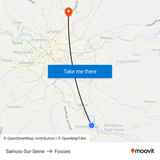 Samois-Sur-Seine to Fosses map