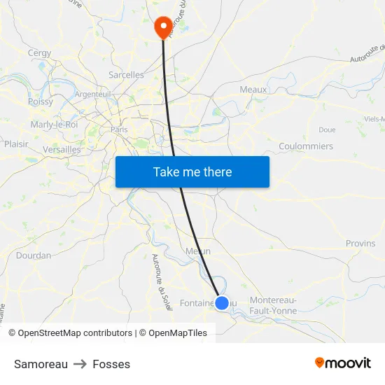 Samoreau to Fosses map