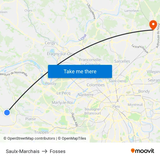 Saulx-Marchais to Fosses map