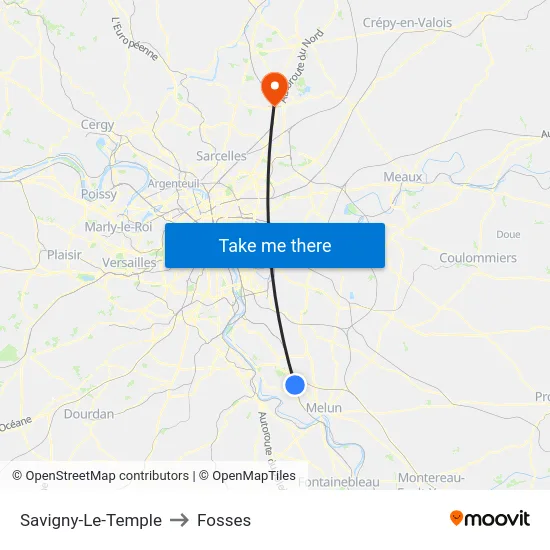 Savigny-Le-Temple to Fosses map