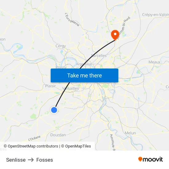 Senlisse to Fosses map