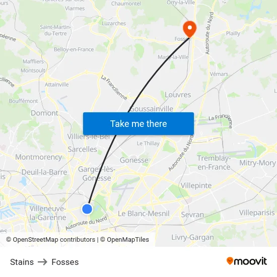 Stains to Fosses map