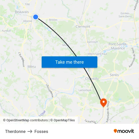 Therdonne to Fosses map