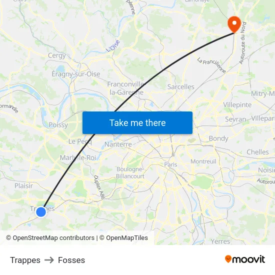 Trappes to Fosses map