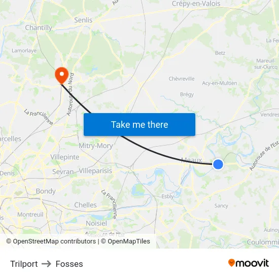 Trilport to Fosses map