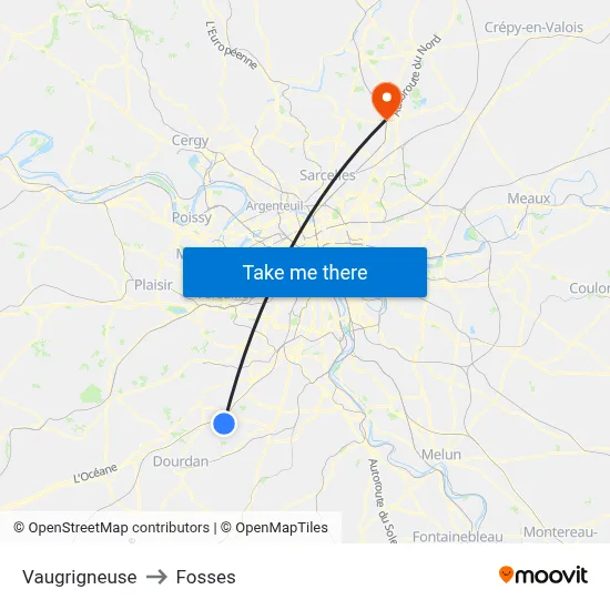 Vaugrigneuse to Fosses map