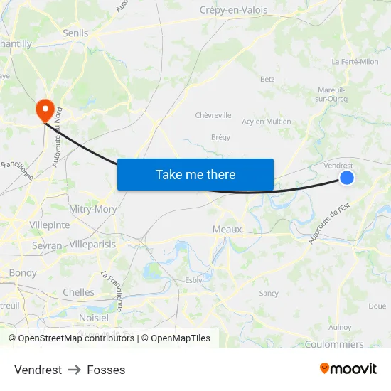 Vendrest to Fosses map