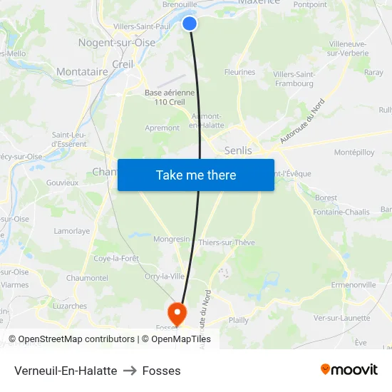 Verneuil-En-Halatte to Fosses map