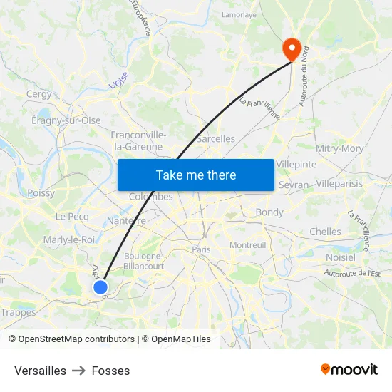 Versailles to Fosses map
