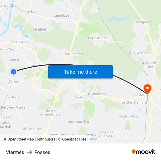 Viarmes to Fosses map