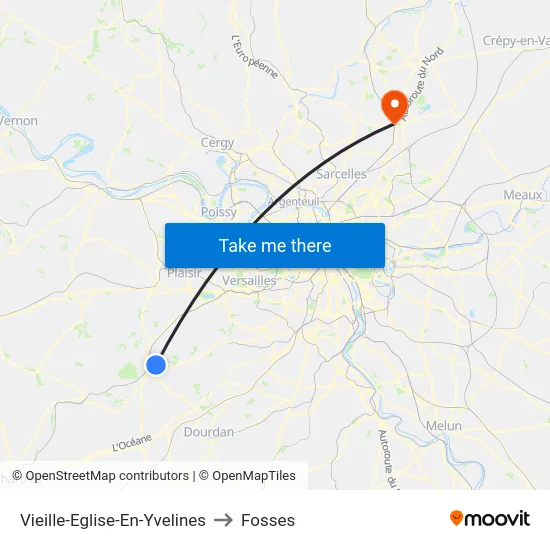 Vieille-Eglise-En-Yvelines to Fosses map