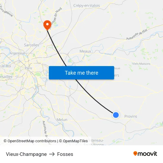 Vieux-Champagne to Fosses map