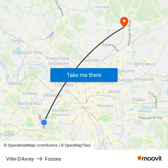 Ville-D'Avray to Fosses map