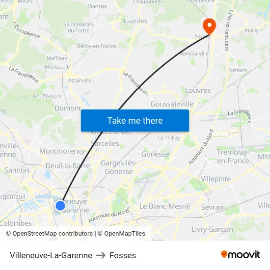 Villeneuve-La-Garenne to Fosses map