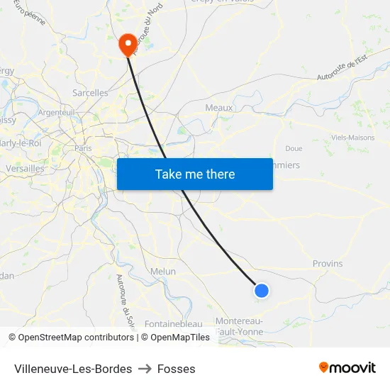 Villeneuve-Les-Bordes to Fosses map
