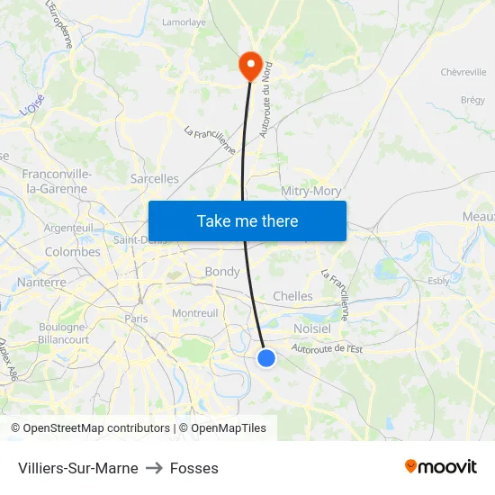 Villiers-Sur-Marne to Fosses map