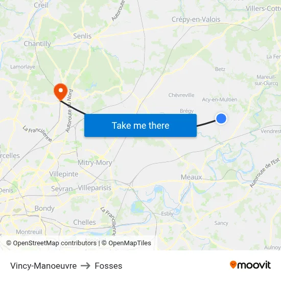 Vincy-Manoeuvre to Fosses map